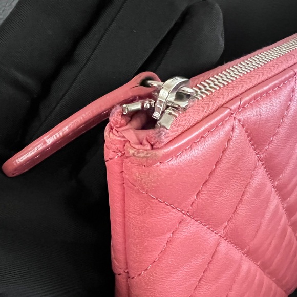 Auth Chanel Pink Classic Quilted Large Pouch -PreLoved - Picture 8 of 15